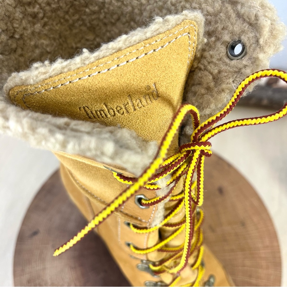 Timberland EK Meriden Warm-Lined Fold Down Wedge Boots – Wheat (Size 9.5) - Picture 3 of 16